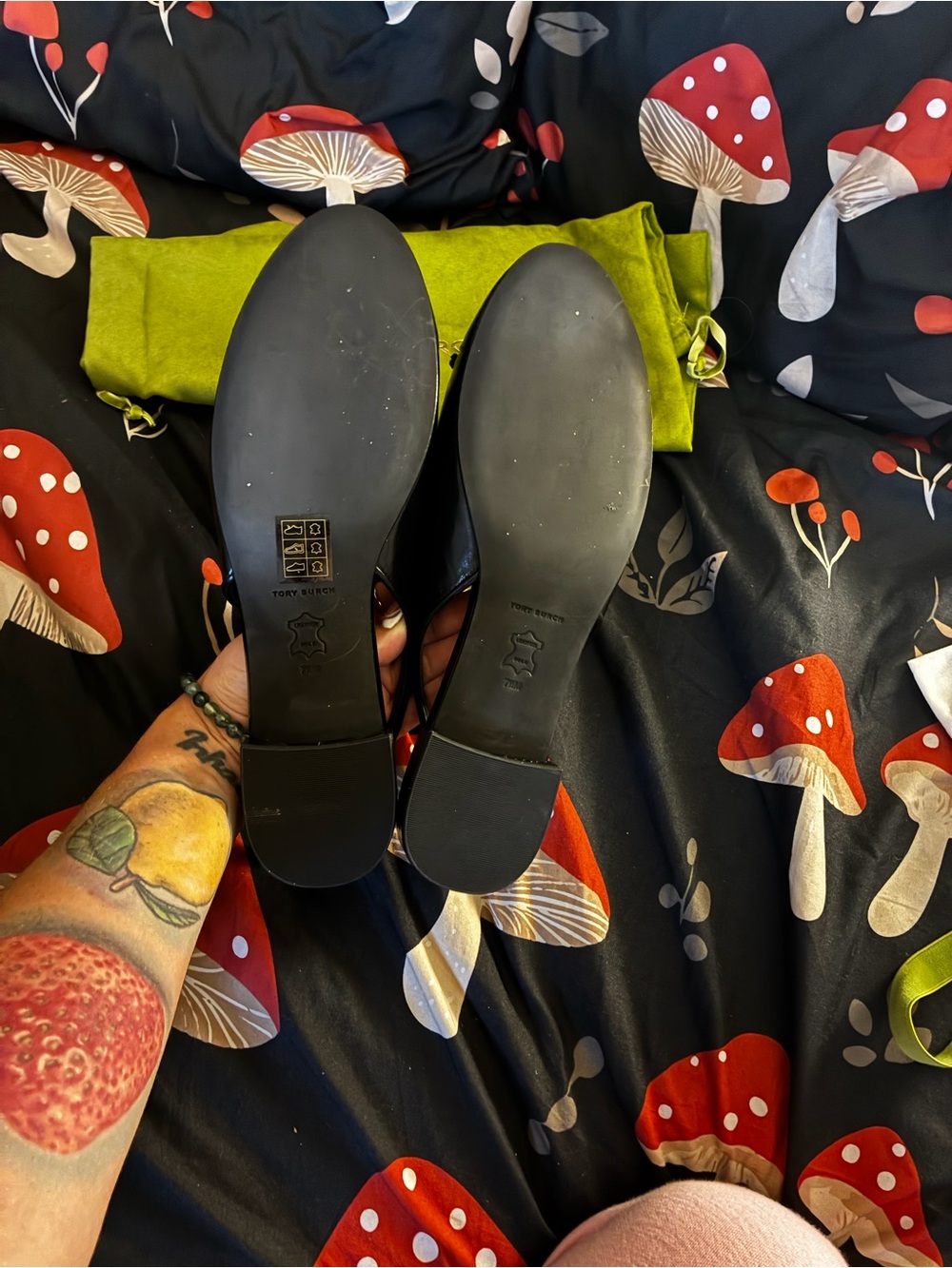 Tory Burch Black Leather Slingback Ballet Flats with dust bag and box - Picture 3 of 7